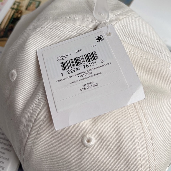 Coach Embroidered Baseball Hat, MSRP $75, Chalk - One Size NWT - Picture 5 of 6
